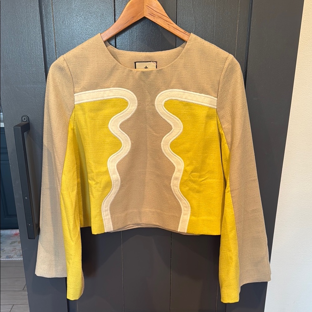 Tuckernuck Cream Boxy Crop Blouse